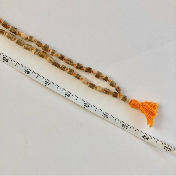 VINTAGE Unique Tulsi Mala from Vrindavan w/ Bark - Hand Carved Tulsi Wood Beads - Picture 7 of 7